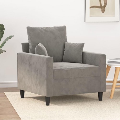 Lænestol 60 cm velour lysegrå