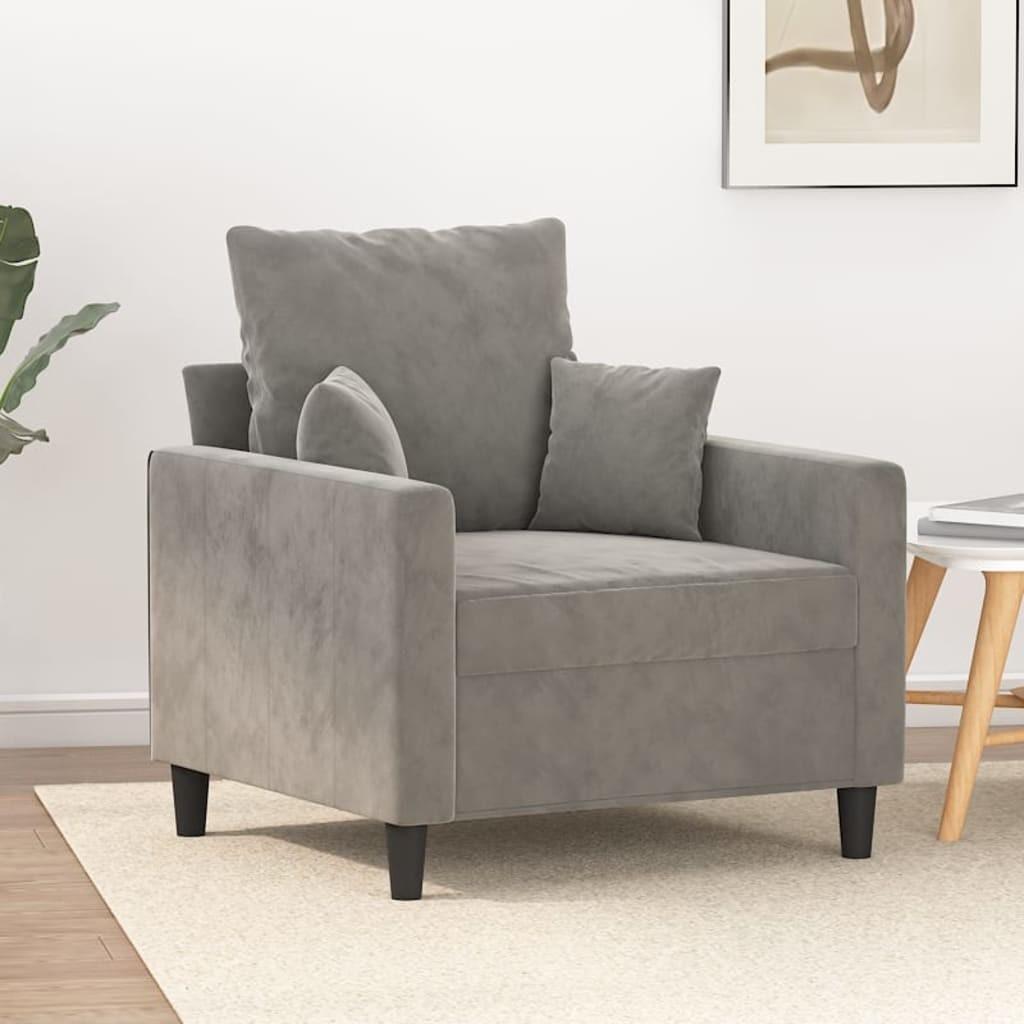 Lænestol 60 cm velour lysegrå