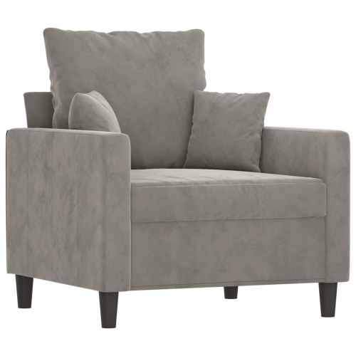 Lænestol 60 cm velour lysegrå