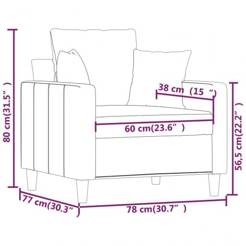 Lænestol 60 cm velour lysegrå
