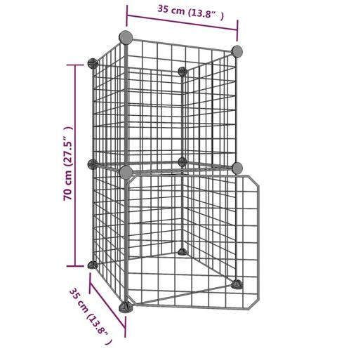 8-panels kæledyrsindhegning med låge 35x35 cm stål sort