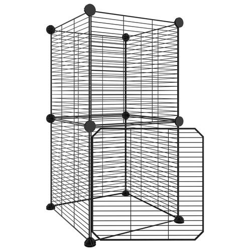 8-panels kæledyrsindhegning med låge 35x35 cm stål sort