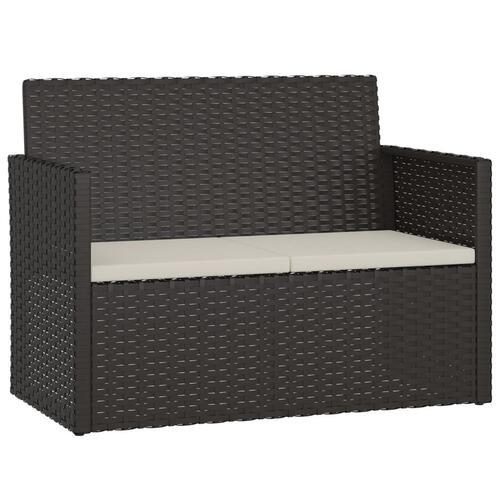 Udendørs loungesæt 4 dele med hynder polyrattan sort