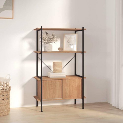 Reol med skab 80x40x130 cm 4 niveauer stål og konstrueret træ