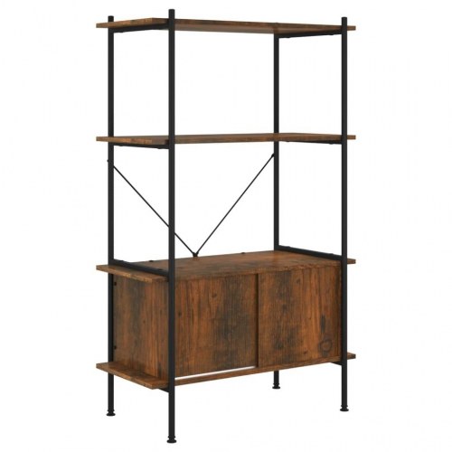 Reol med skab 80x40x130 cm 4 niveauer stål og konstrueret træ