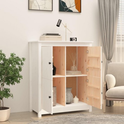 Skænk 83x41,5x100 cm massivt fyrretræ hvid