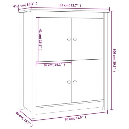 Skænk 83x41,5x100 cm massivt fyrretræ hvid