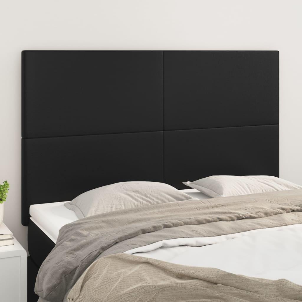Sengegavle 80X5X78/88 Cm Kunstlæder Sort - Høj / 144 cm
