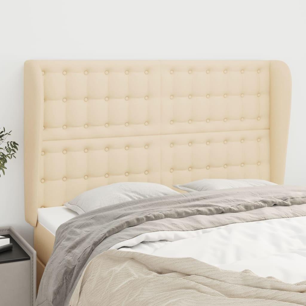 Sengegavl med kanter i stof - cremefarvet 147Ã23Ã118/128 cm