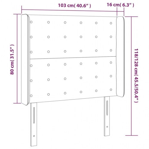 Sengegavl med kanter 103 x 16 x 118/128 cm - cremefarvet