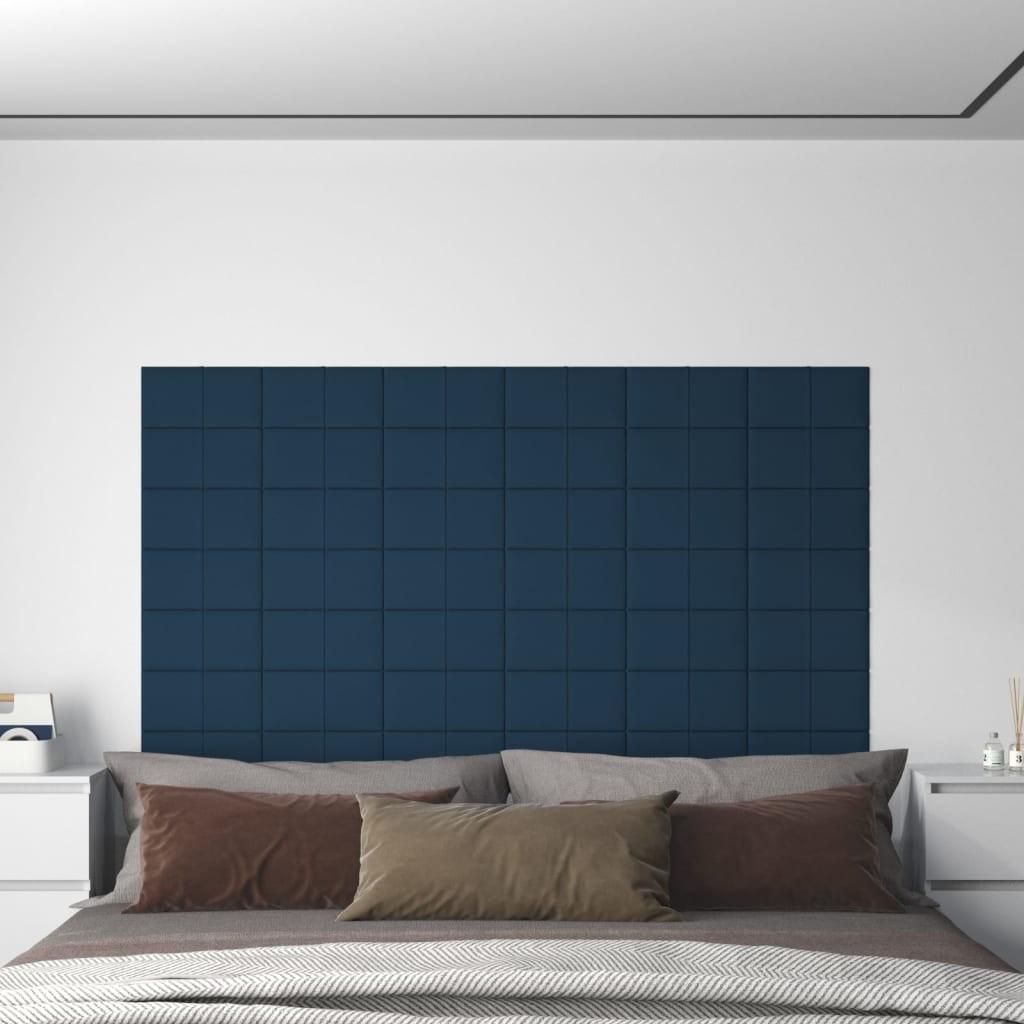 Vægpaneler 12 stk. 30x15 cm 0,54 m² fløjl blå