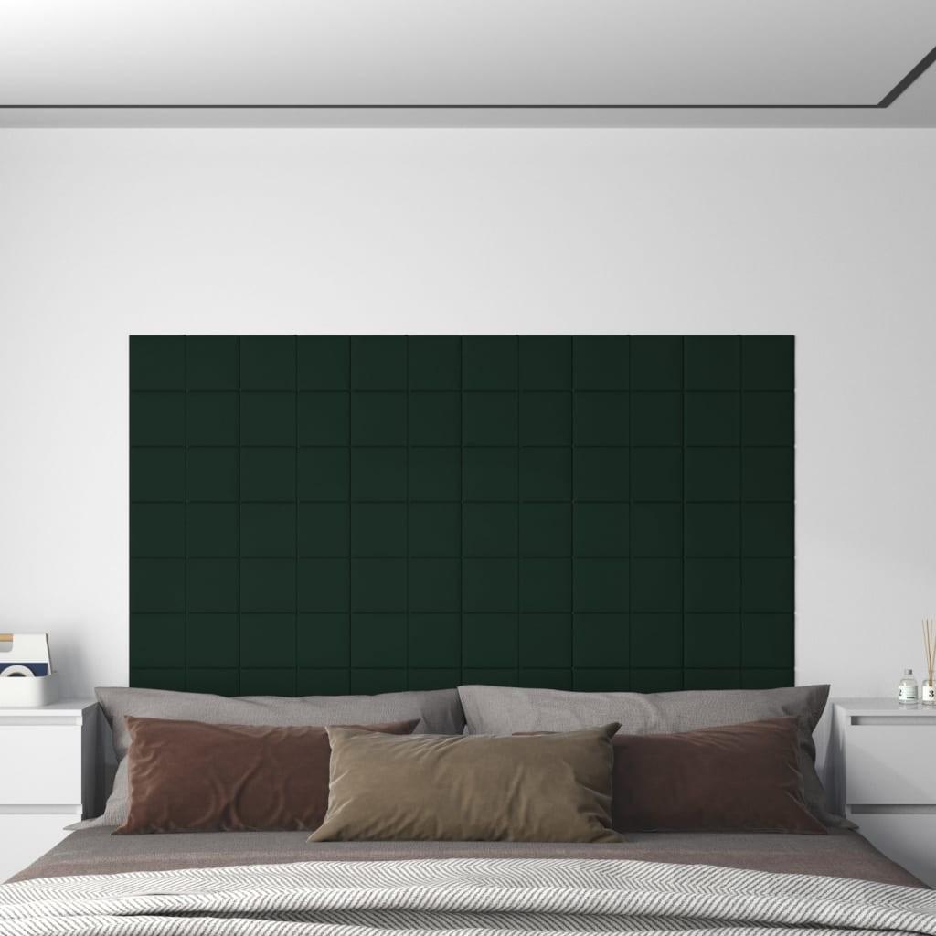 Vægpaneler 12 stk. 30x15 cm 0,54 m² fløjl mørkegrøn