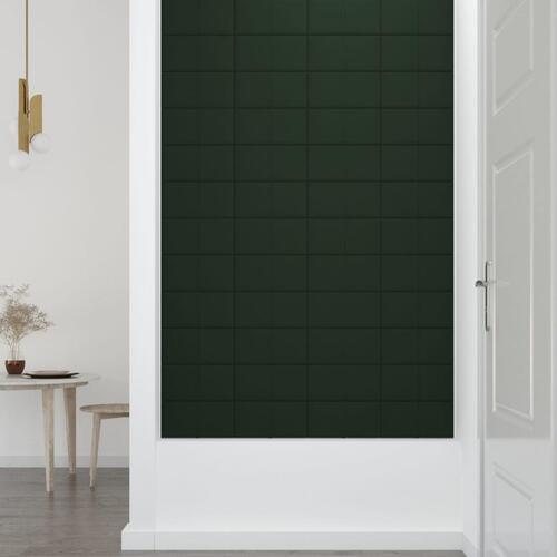 Vægpaneler 12 stk. 30x15 cm 0,54 m² fløjl mørkegrøn