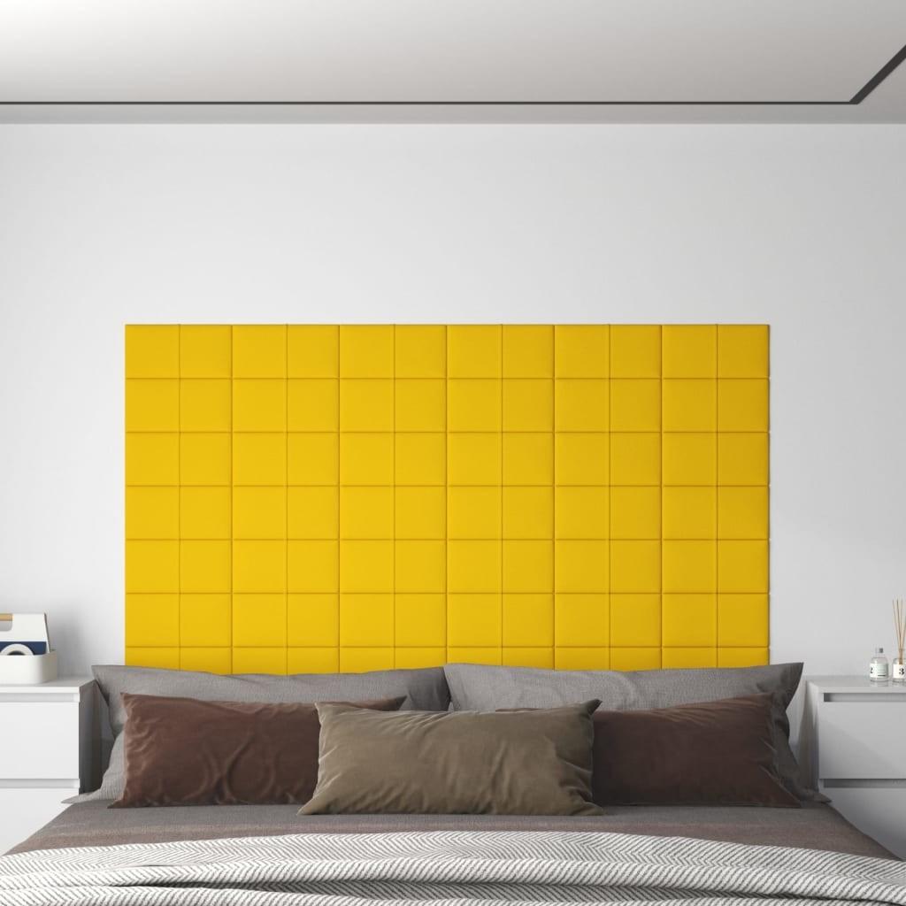 Vægpaneler 12 stk. 30x15 cm 0,54 m² fløjl gul