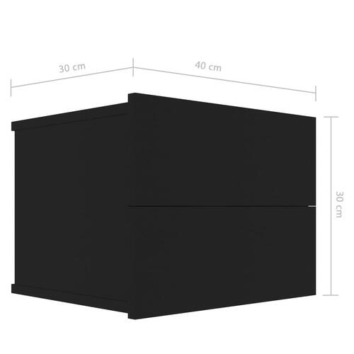 Sengeskabe 2 stk. 40x30x30 cm spånplade sort