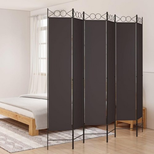 6-panels rumdeler i stof - 240 × 220 cm, brun