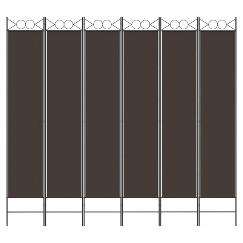 6-panels rumdeler i stof - 240 × 220 cm, brun