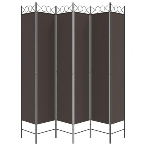 6-panels rumdeler i stof - 240 × 220 cm, brun
