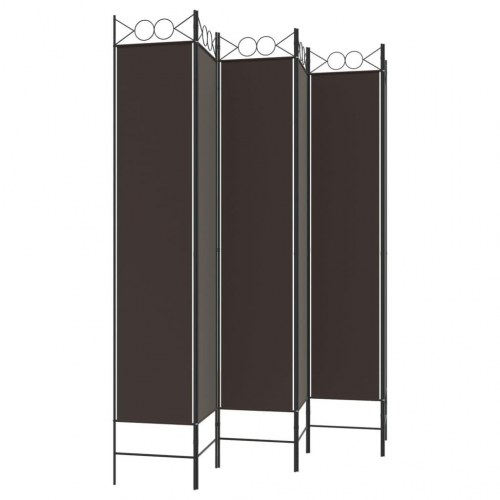 6-panels rumdeler i stof - 240 × 220 cm, brun