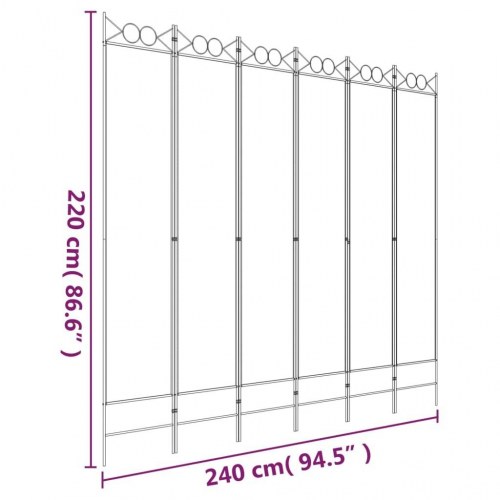 6-panels rumdeler i stof - 240 × 220 cm, brun