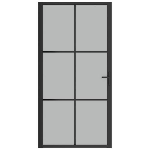 Dør 102,5x201,5 cm sikkerhedsglas mat glas og aluminium sort