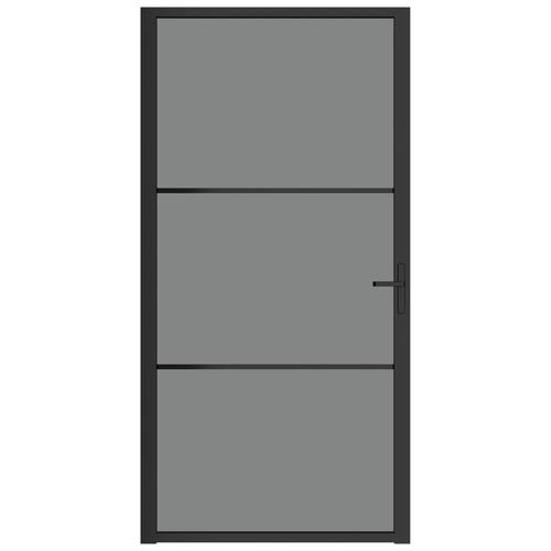 Dør 102,5x201,5 cm sikkerhedsglas og aluminium sort