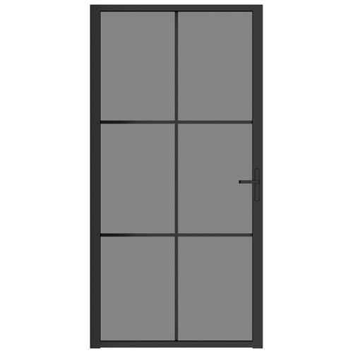 Dør 102,5x201,5 cm sikkerhedsglas og aluminium sort