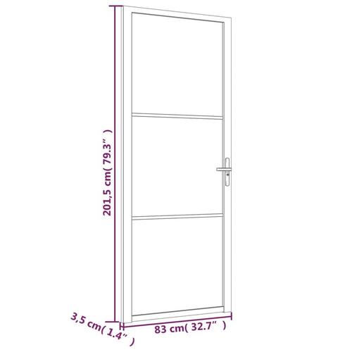 Dør 83x201,5 cm sikkerhedsglas og aluminium hvid