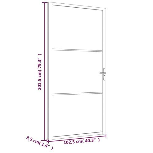 Dør 102,5x201,5 cm sikkerhedsglas og aluminium hvid