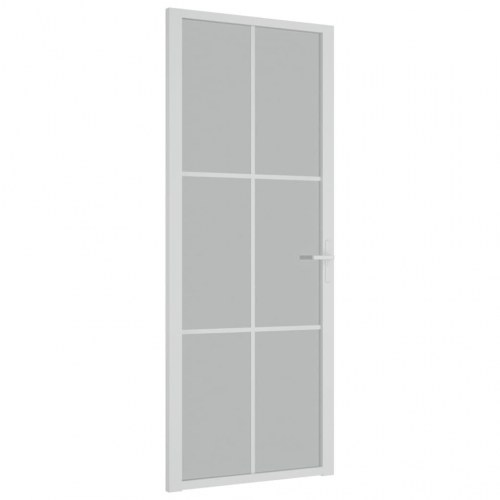Indvendig glasdør 83 × 201,5 cm - mat glas og hvidt aluminiumsstel