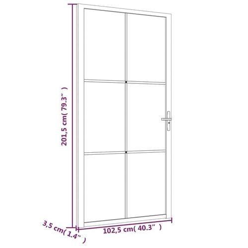 Dør 102,5x201,5 cm sikkerhedsglas mat glas og aluminium hvid