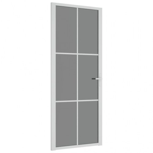 Indvendig glasdør 83×201,5 cm - hvid alu med mørkt sikkerhedsglas