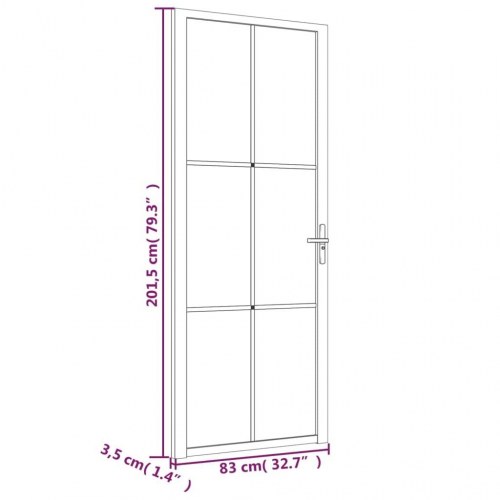 Indvendig glasdør 83×201,5 cm - hvid alu med mørkt sikkerhedsglas