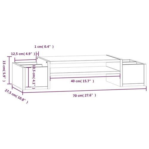 Skærmholder 70x27,5x15 cm massivt fyrretræ hvid