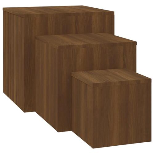 Sideborde 3 stk. konstrueret træ brun egetræsfarve
