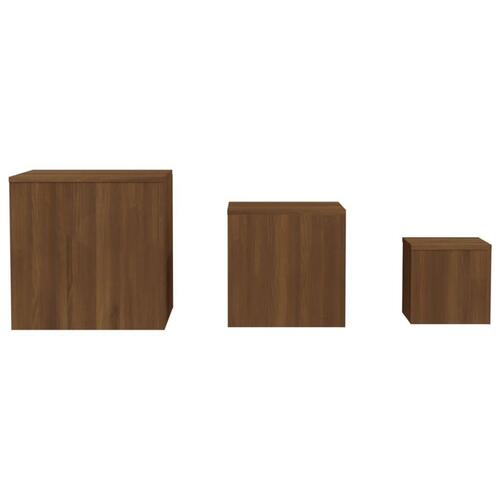 Sideborde 3 stk. konstrueret træ brun egetræsfarve