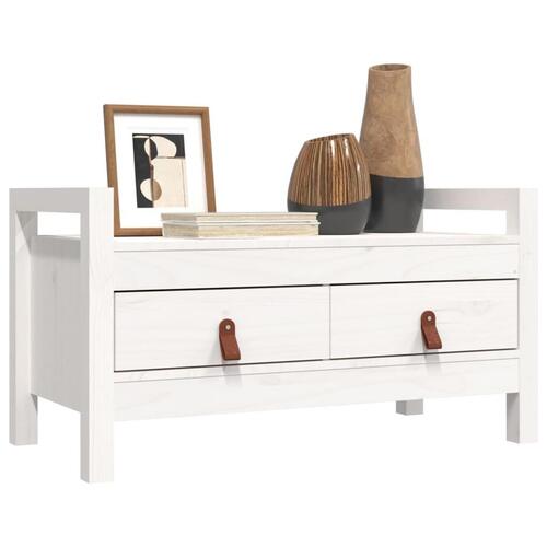 Entrébænk 80x40x43 cm massivt fyrretræ Hvid