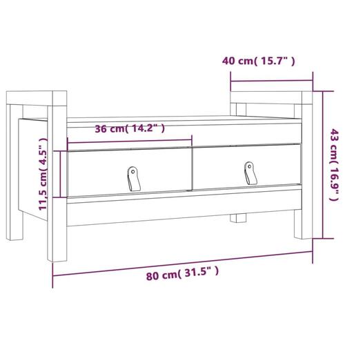Entrébænk 80x40x43 cm massivt fyrretræ Hvid