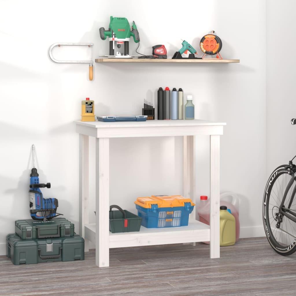 Arbejdsbord 80x50x80 Cm Massivt Fyrretræ Hvid