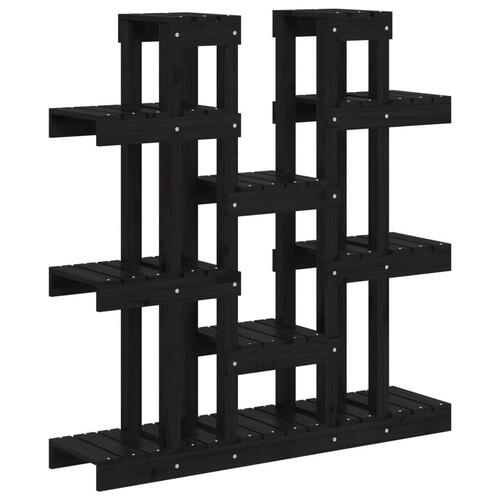 Plantestativ 104,5x25x109,5 cm massivt fyrretræ sort