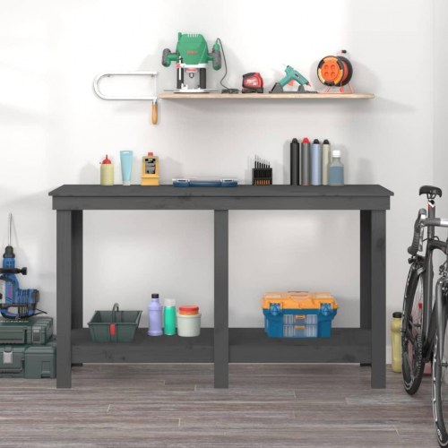 Arbejdsbord i massivt fyrretræ - 140 × 50 × 80 cm, grå
