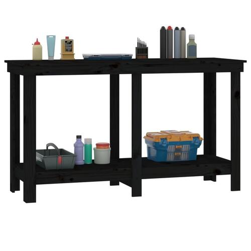 Arbejdsbord 140x50x80 cm massivt fyrretræ sort
