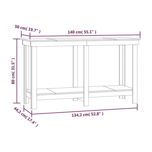 Arbejdsbord 140x50x80 cm massivt fyrretræ sort