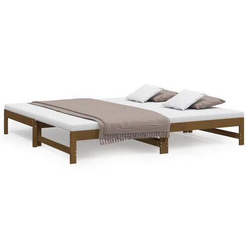 Daybed med udtræk 2x(100x200) cm massivt fyrretræ gyldenbrun