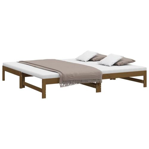 Daybed med udtræk 2x(100x200) cm massivt fyrretræ gyldenbrun