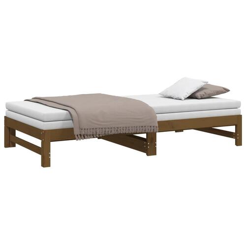 Daybed med udtræk 2x(100x200) cm massivt fyrretræ gyldenbrun