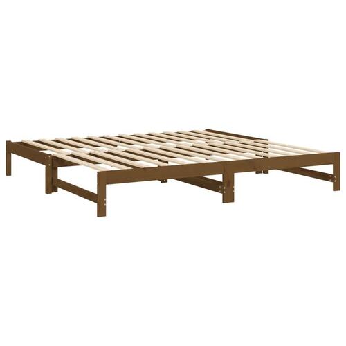 Daybed med udtræk 2x(100x200) cm massivt fyrretræ gyldenbrun