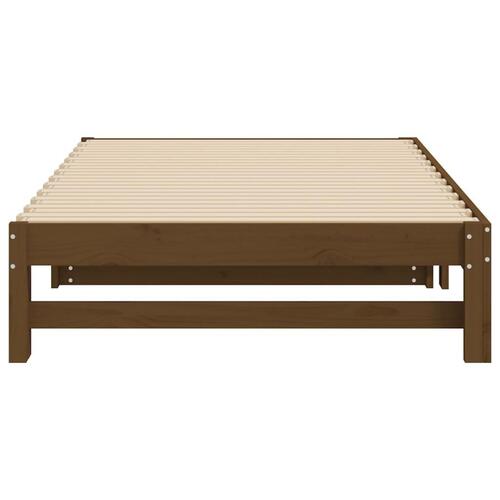 Daybed med udtræk 2x(100x200) cm massivt fyrretræ gyldenbrun