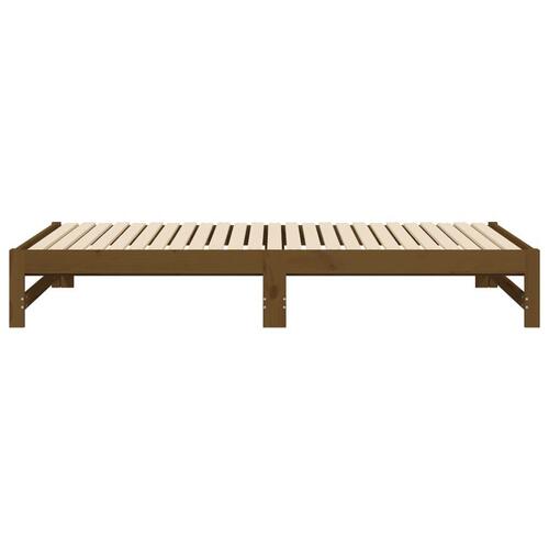 Daybed med udtræk 2x(100x200) cm massivt fyrretræ gyldenbrun