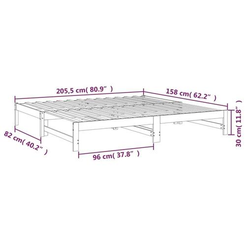 Daybed med udtræk 2x(80x200) cm massivt fyrretræ sort